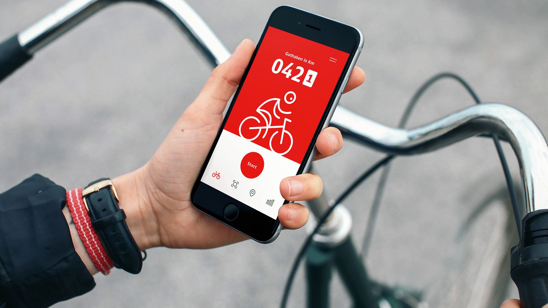 Smartphone mit Rad+ App